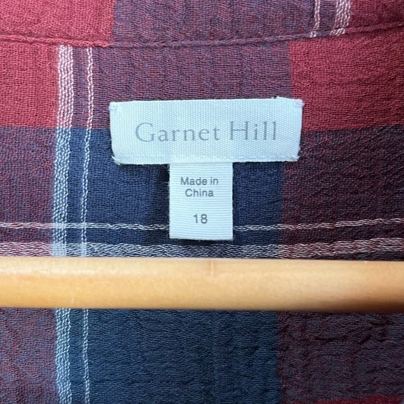 Garnet Hill, Button Down Plaid Shirt, 100% Organic Cotton,  Size 18 - Picture 3 of 3